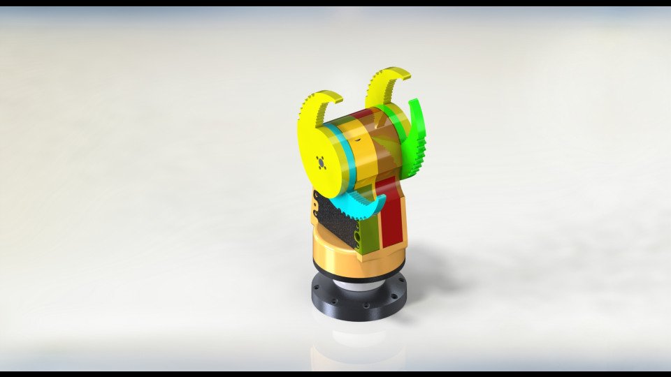 Figure 1: This design was called the Cam Hand since the hand could reach into crevices and expand to grip with a self-locking cam action. This was inspired by the cam tools used by mountain climbers.